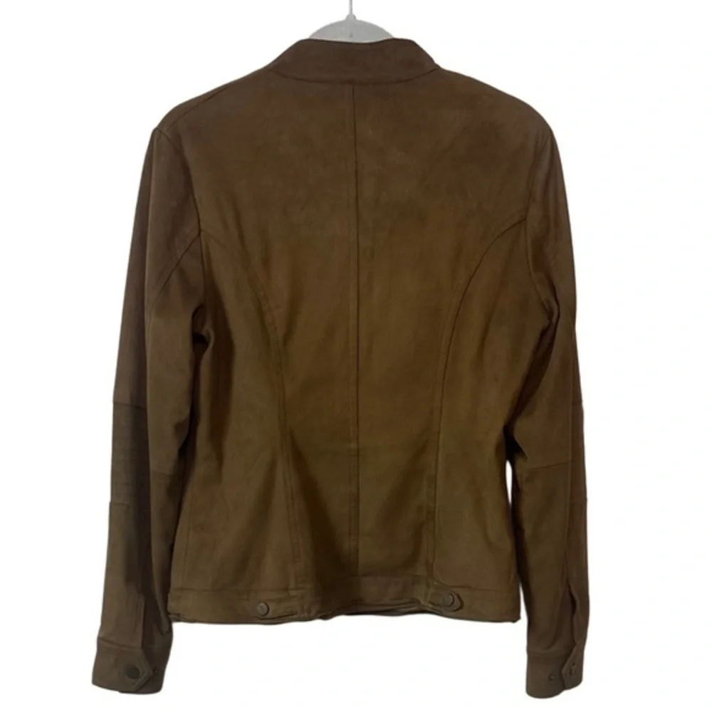 Odyn‎ Brown Faux Suede Full Zip Motto Jacket Women's Sz M
